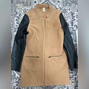 Aisley Pocketed Faux Leather Coat - Camel - Large